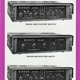 Binson Amplificatore A608 TR-S, A609 TR, A609 TR-S doublesided flyer - Italian, English, French, German 24,5x17cm - 19 euro!