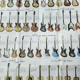 1960s Eko guitar  basses complete range poster -HUGE!- 1
