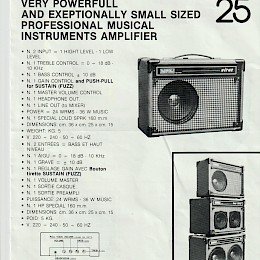 1970s Davoli Virus bass, Virus 50, Virus 25 double sided product flyer 4