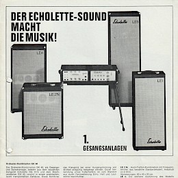 1968 Echolette Amps, speakers and mics folded brochure prospekt 01