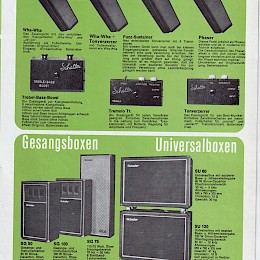 Schaller Electronic 1976 Gesangs- und geräte programm folded brochure prospekt including pricelist 3