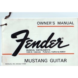 1972 Fender Mustang guitar owners manual - hangtag, made in USA