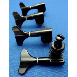 4 Inline lefty bass guitar tuners black 1980s